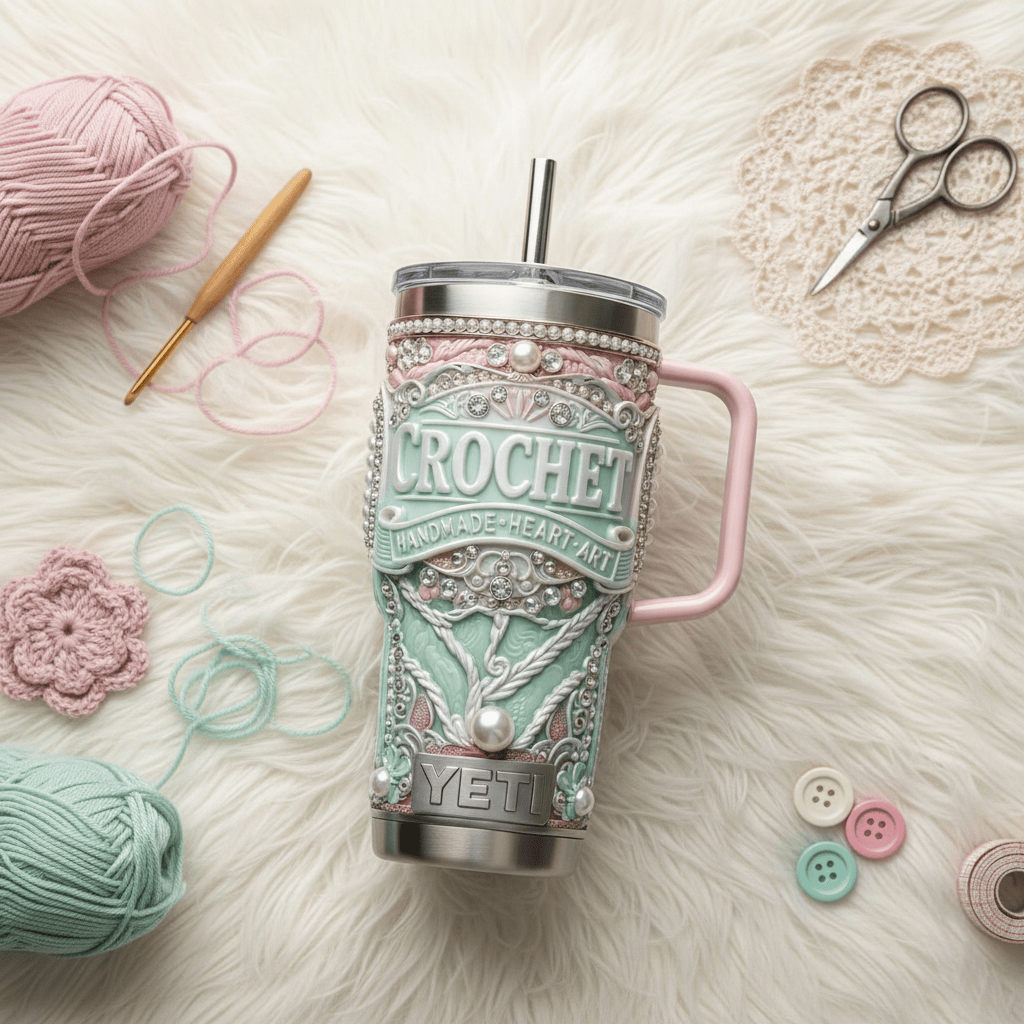 Crochet 40oz Tumbler With Handle HTTT