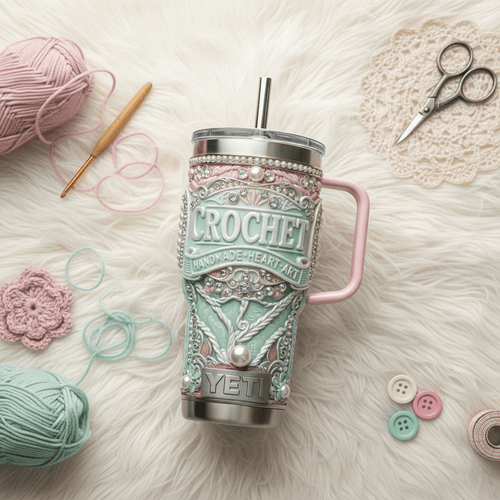 Crochet 40oz Tumbler With Handle HTTT