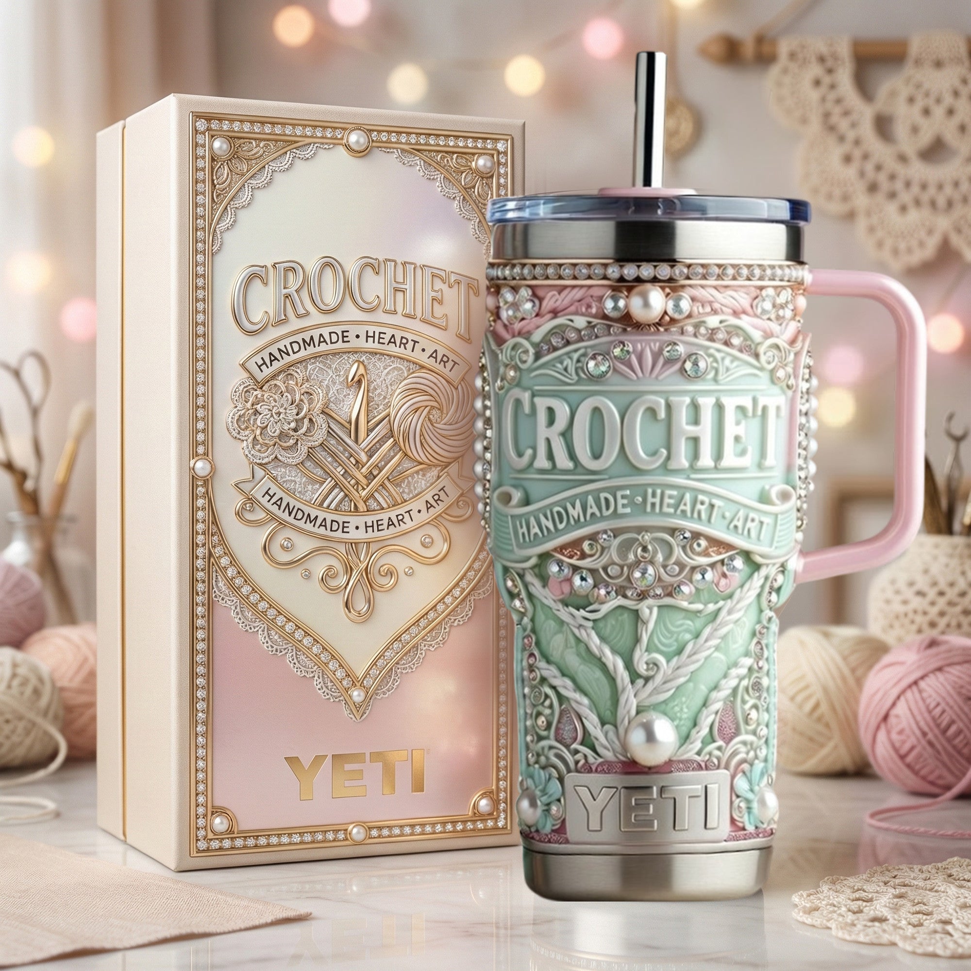 Crochet 40oz Tumbler With Handle HTTT